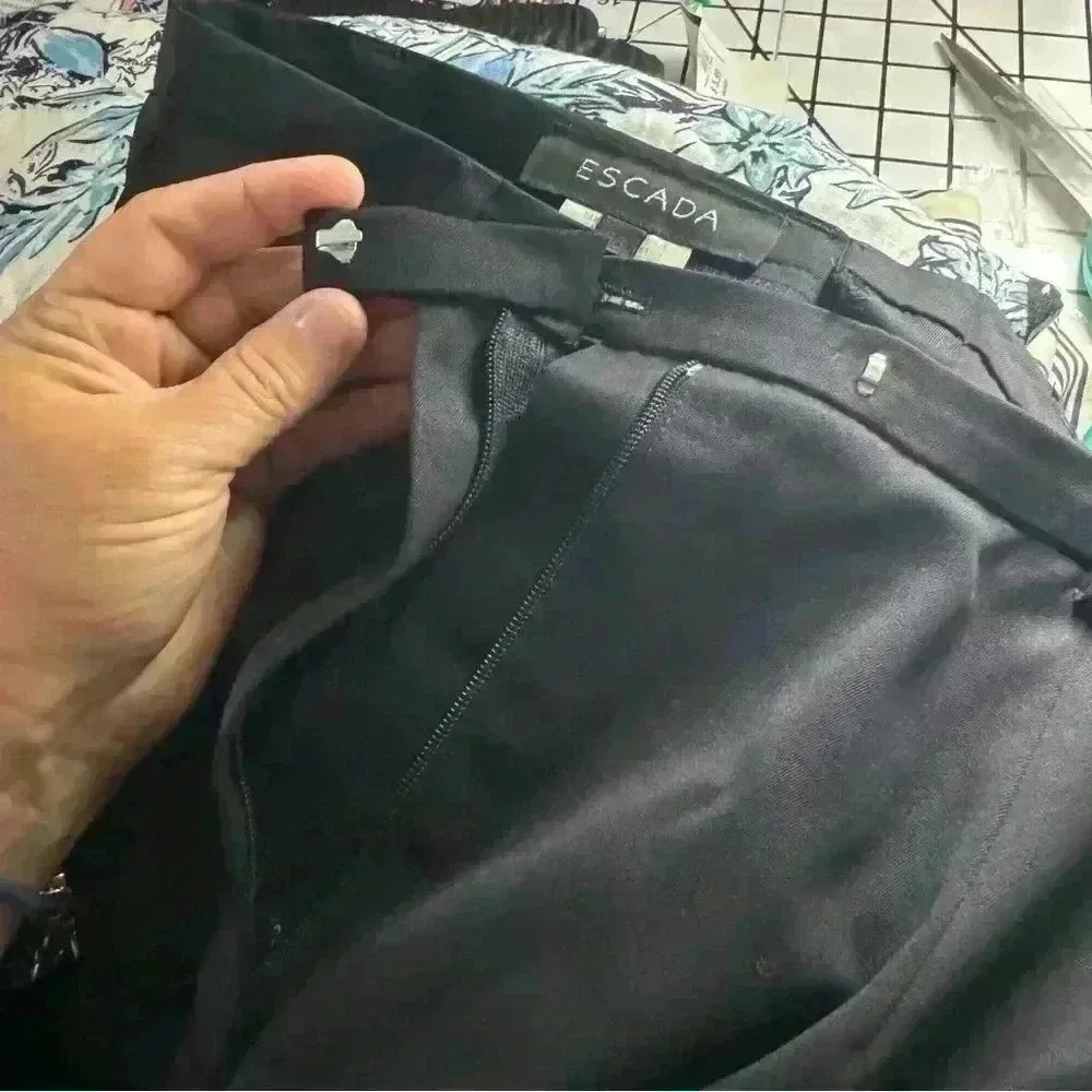 RARE Escada ELEMENTS Women’s Black PURE NEW Wool Wide Leg Pants | DE 38 or US 8 - Picture 12 of 13